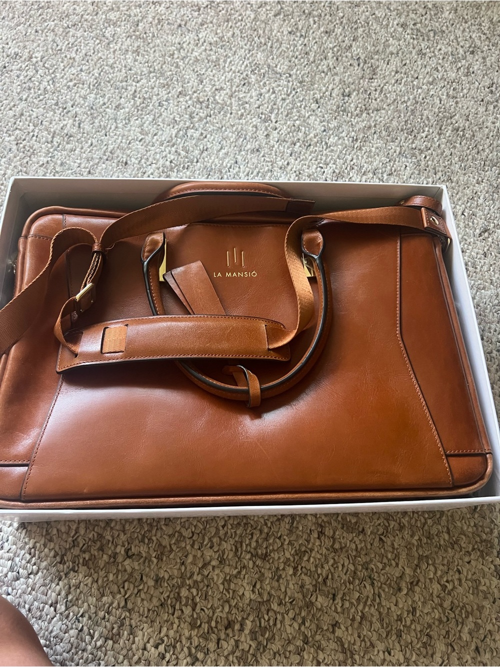 Cognac Leather Laptop Bag - Cognac